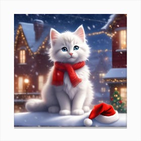 Cute Christmas Kitten Canvas Print