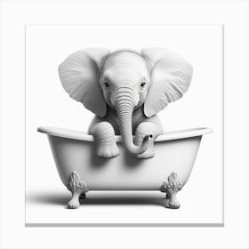 Elephant In A Bathtub Canvas Print