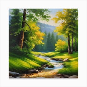 Stream In The Forest 20 Canvas Print