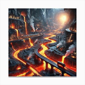 Lava City Trains Canvas Print