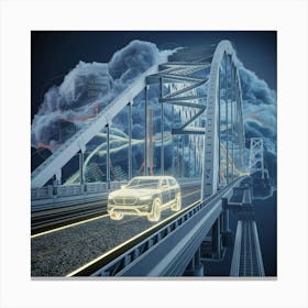 Cloudy Sky Over A Bridge Canvas Print