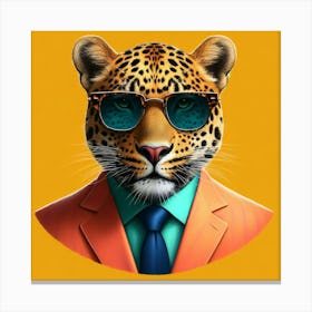 Leopard In A Suit Canvas Print