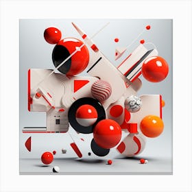 Abstract Art Red Balls And Objects Canvas Print