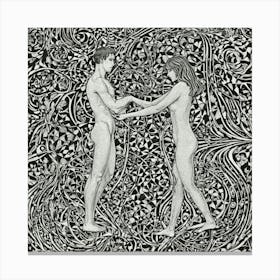 The Nude Couple In A Circle Canvas Print
