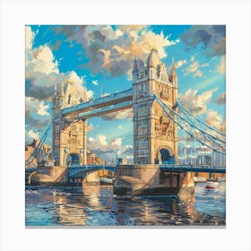 Tower Bridge Oil Painting UK Canvas Print