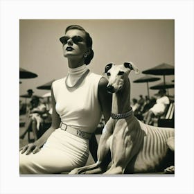 Woman And A Greyhound 1 Canvas Print