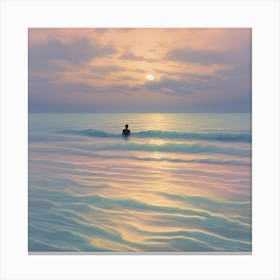 Sea Swimming In The Beach 3 Canvas Print