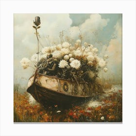 Boat Full Of Flowers Canvas Print