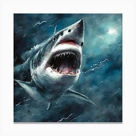 Great White Shark Shark Animal Ocean Mammal Dangerous Predator Nature Wildlife Artwork Canvas Print
