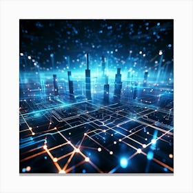 Abstract Cyber Concept Art Featuring Networks Of Glowing Dots Amidst Streams Of Futuristic Data Flow (5) Canvas Print