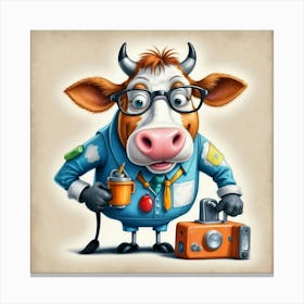 Cow In Glasses 2 Canvas Print