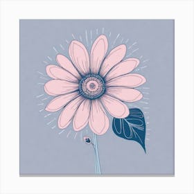 A White And Pink Flower In Minimalist Style Square Composition 695 Canvas Print