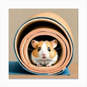 Hamster In A Yoga Mat Canvas Print