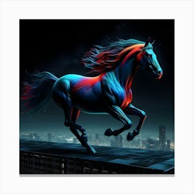 Horse Running In The City Canvas Print