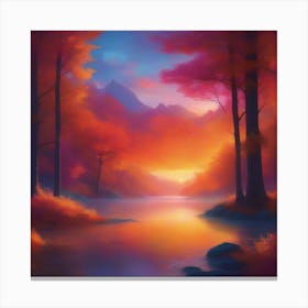 Sunset In The Forest 3 Canvas Print