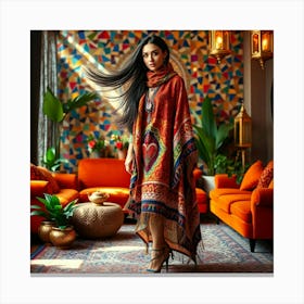 Islamic Woman In Shawl Canvas Print