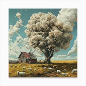 'Sheep Grazing' Canvas Print