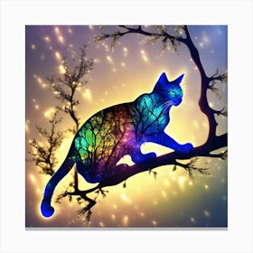 Cat On A Tree Branch Canvas Print