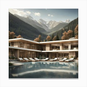 Modern House In The Mountains 1 Canvas Print