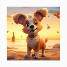 Puppy And The Butterfly Canvas Print