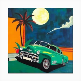 Vintage Car At Night Canvas Print