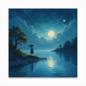 Soul Drifting In A Watercolor Tranquil Night Scene 1 Canvas Print