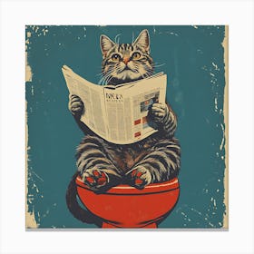 Cat Reading Newspaper 3 Canvas Print