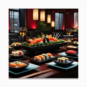 Sushi At A Restaurant Canvas Print