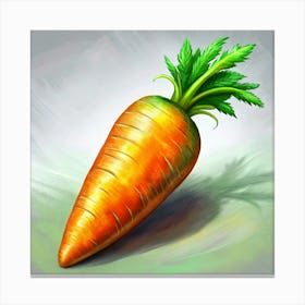 A Single Carrot With Green Tops Canvas Print