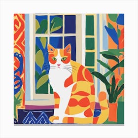 Orange Cat In The Window Canvas Print