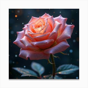 A Whimsical Rose With Petals Of Cascading, Fractal Patterns Blooming In A Celestial Garden Canvas Print