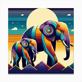 Asher and Kaia Elephants Canvas Print