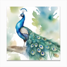 Watercolor Peacock Canvas Print