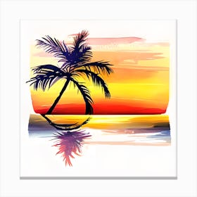 Palm Tree At Sunset Canvas Print