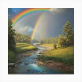 Rainbow Over The River Art Print 1 Canvas Print