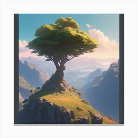 Tree On Top Of A Mountain 12 Canvas Print