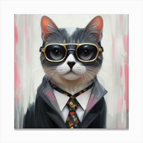 Fashion Cat Art Print 3 Canvas Print