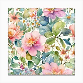 Watercolor Floral Pattern Canvas Print