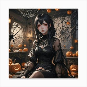 Halloween Goth Anime Girl 2 Canvas Print