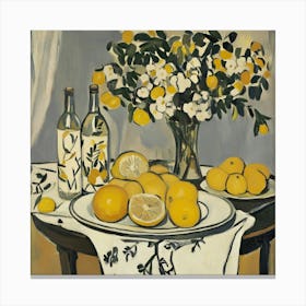 Lemons In A Vase Art Canvas Print