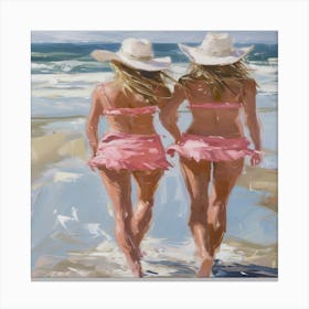 Two Girls On The Beach Canvas Print