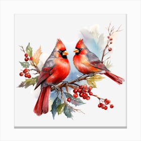 Cardinals On Branch Canvas Print