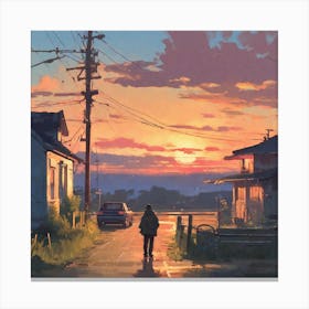 Sunset In A Small Town Canvas Print
