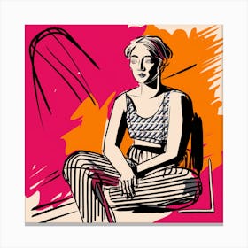 Woman Sitting On A Bench Canvas Print