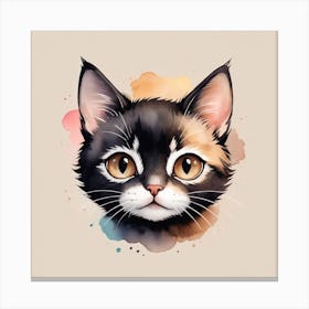 Cute Kitten Watercolor Painting Canvas Print