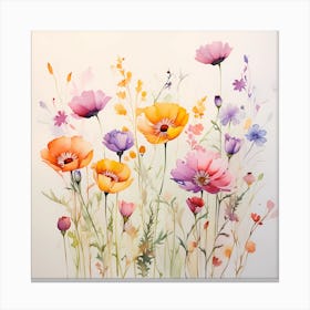 AI Botanic Ballet: AI's Floral Watercolor Poetry Canvas Print