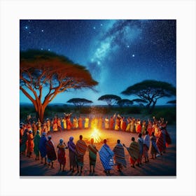 Kenyan Tribes At Night Canvas Print