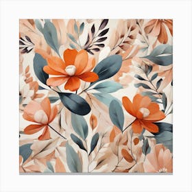 Orange Floral Wallpaper Canvas Print