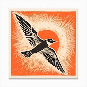 Retro Bird Lithograph Common Tern 2 Canvas Print