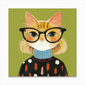 Cat In Glasses Canvas Print